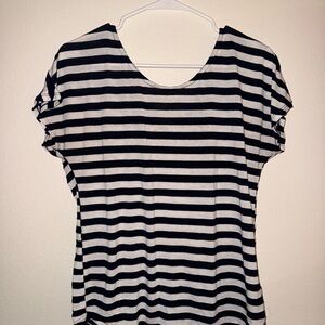 Striped Black and White Women's Scoop Neck Top